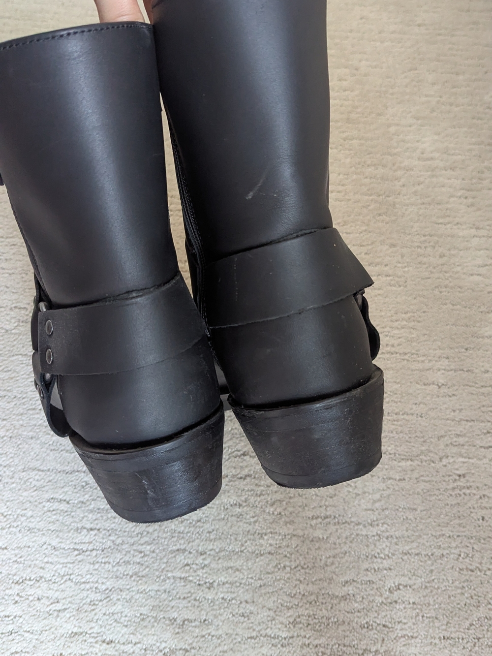 Men's Black Leather Harness Boots - Classic Moto Style - Picture 5 of 6